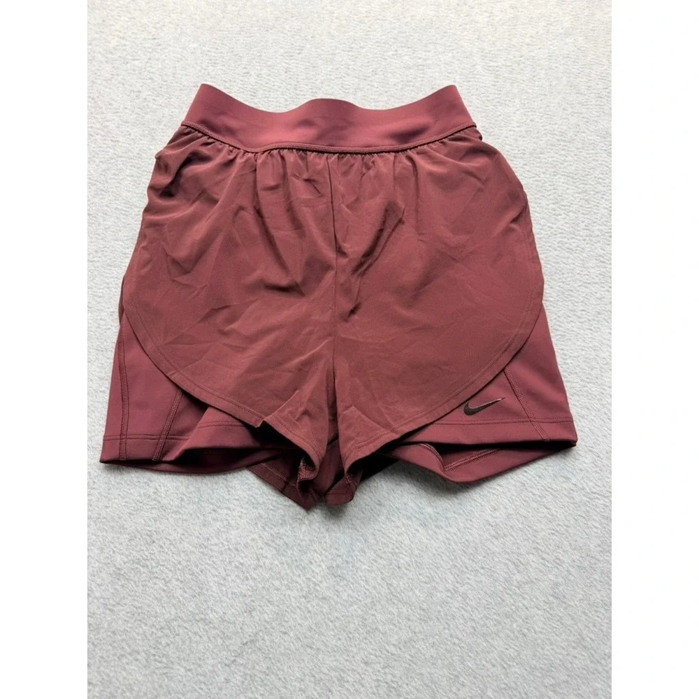 Nike Dri-FIT 2-in-1 Training Shorts Burgundy Womens XS High Rise Running